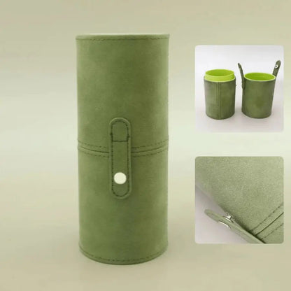 porte pinceau vert en cuir