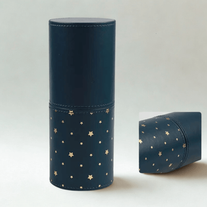 porte pinceau noir motif étoile en cuir