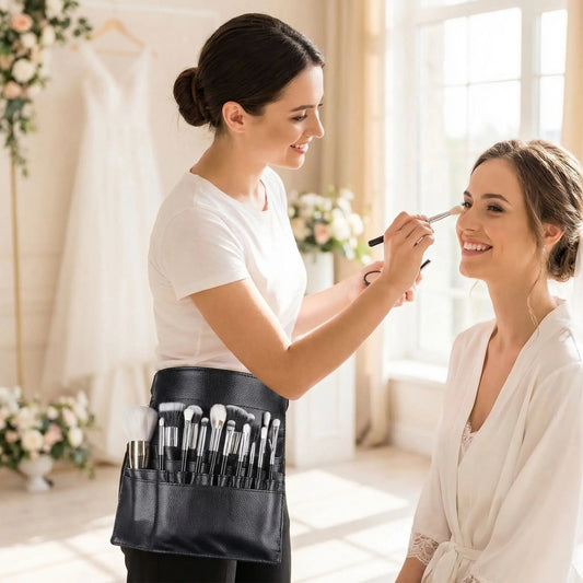 porte pinceau maquillage femme qui fait maquillage