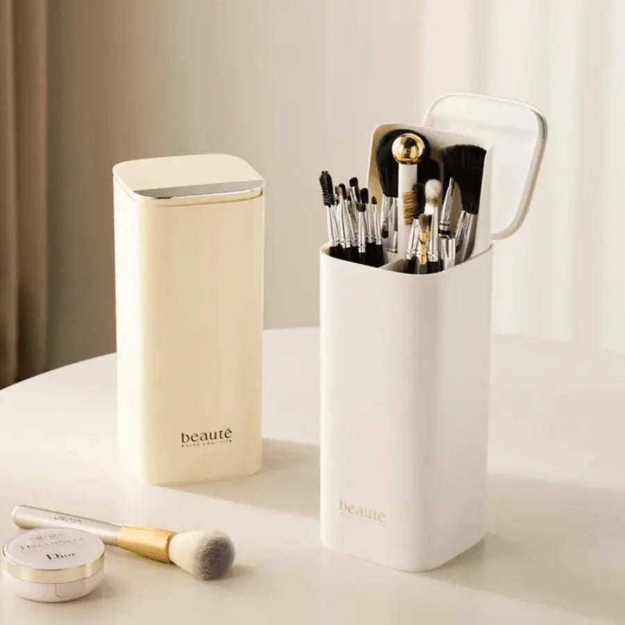 Pot à pinceaux maquillage en plastique avec compartiment intérieur