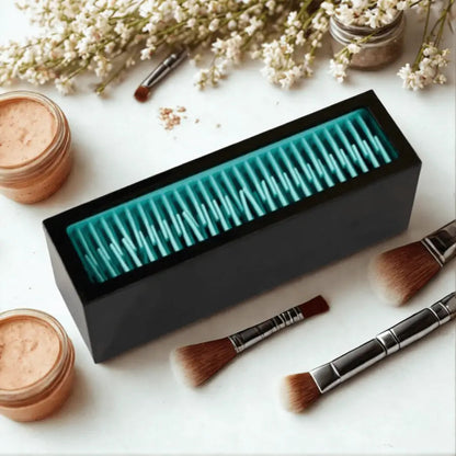 pot pinceaux maquillage vert en silicone et extérieur noir