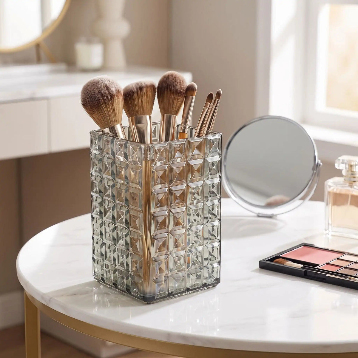 pot pinceaux maquillage vert cristal