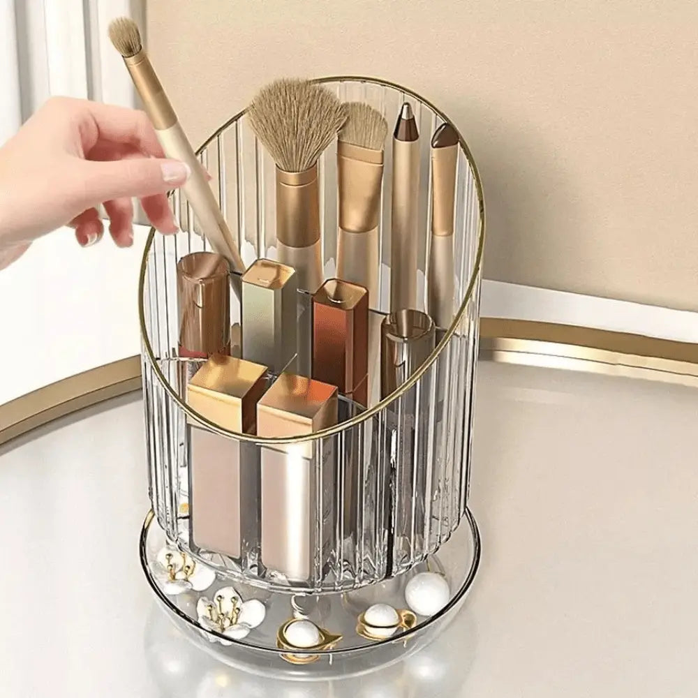 pot pour pinceaux maquillage rotatif clair