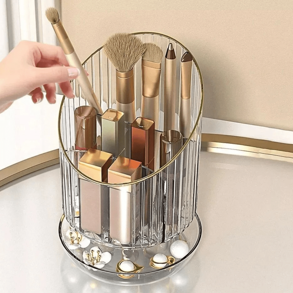 pot pour pinceaux maquillage rotatif clair