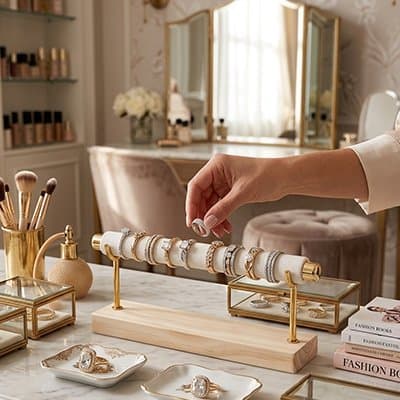 Présentoir bijoux pour bagues sur rouleau