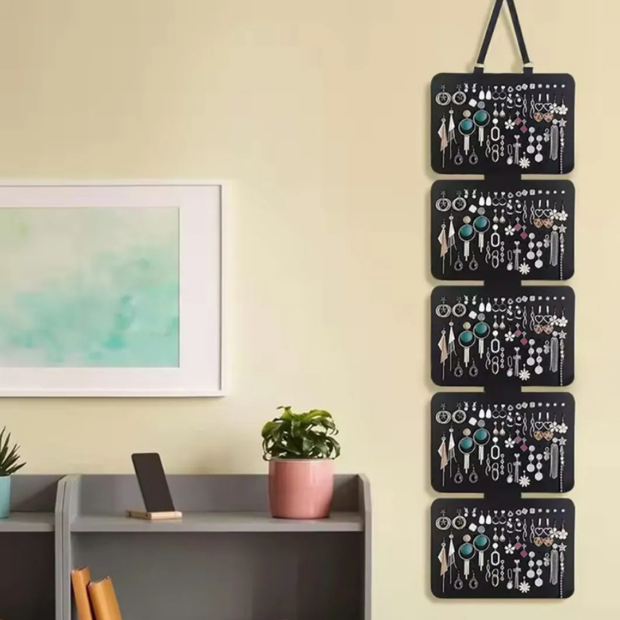 présentoir boucles d'oreilles au mur