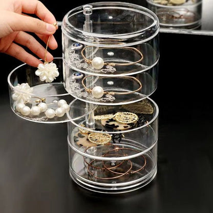 Rangement bijoux plastique rond transparent