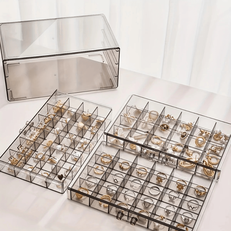 Rangement des bijoux transparent avec compartiments