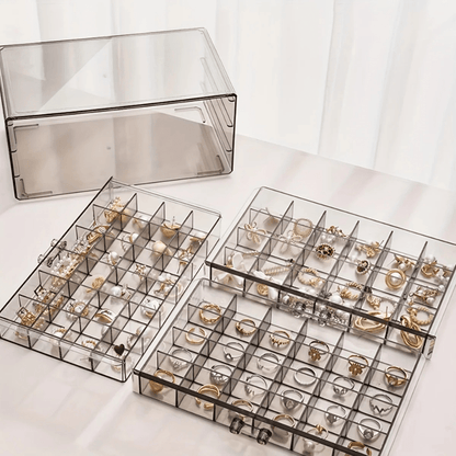 Rangement des bijoux transparent avec compartiments