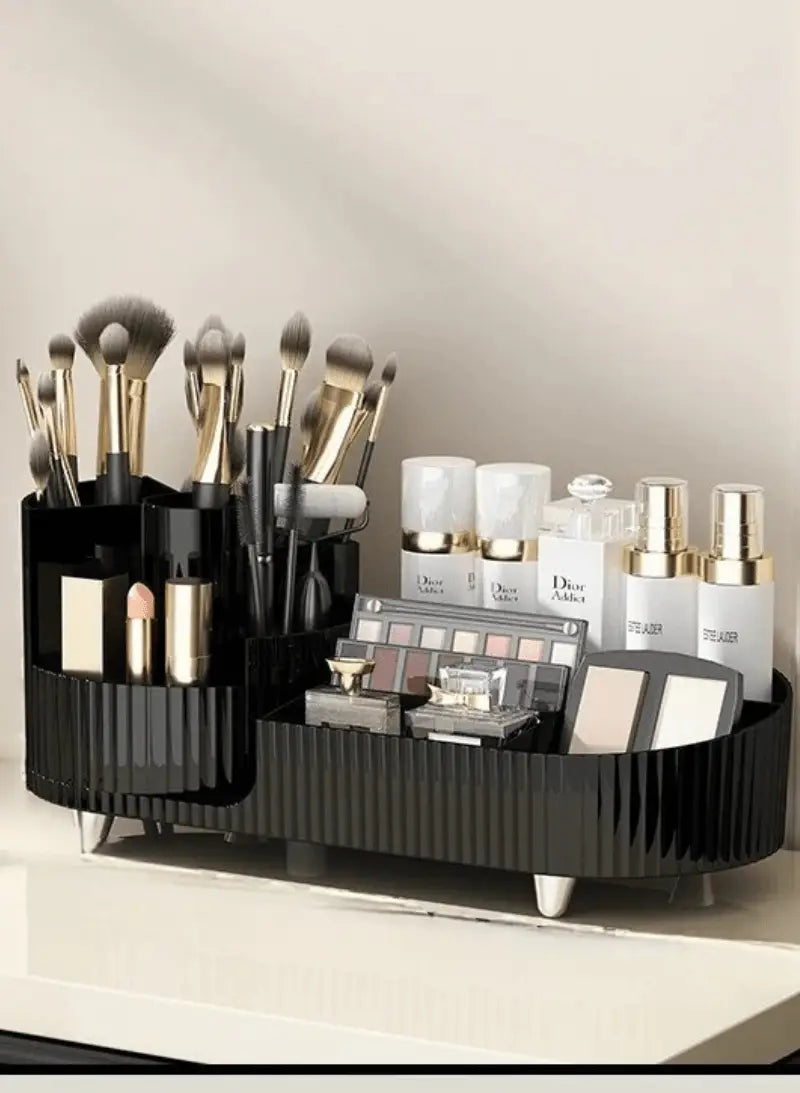 Rangement maquillage noir en plastique rotatif Compact Élégant - La trousse Beauté