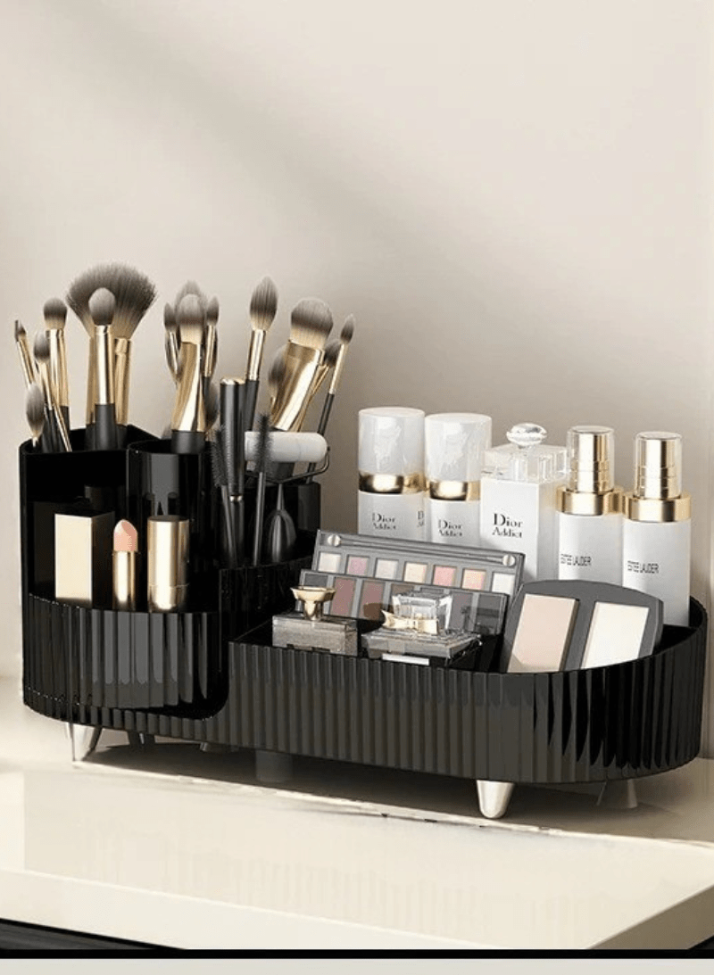 Rangement maquillage noir en plastique rotatif Compact Élégant - La trousse Beauté