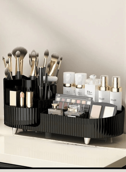 Rangement maquillage noir en plastique rotatif Compact Élégant - La trousse Beauté