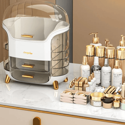 rangement maquillage plastique blanc avec tiroir