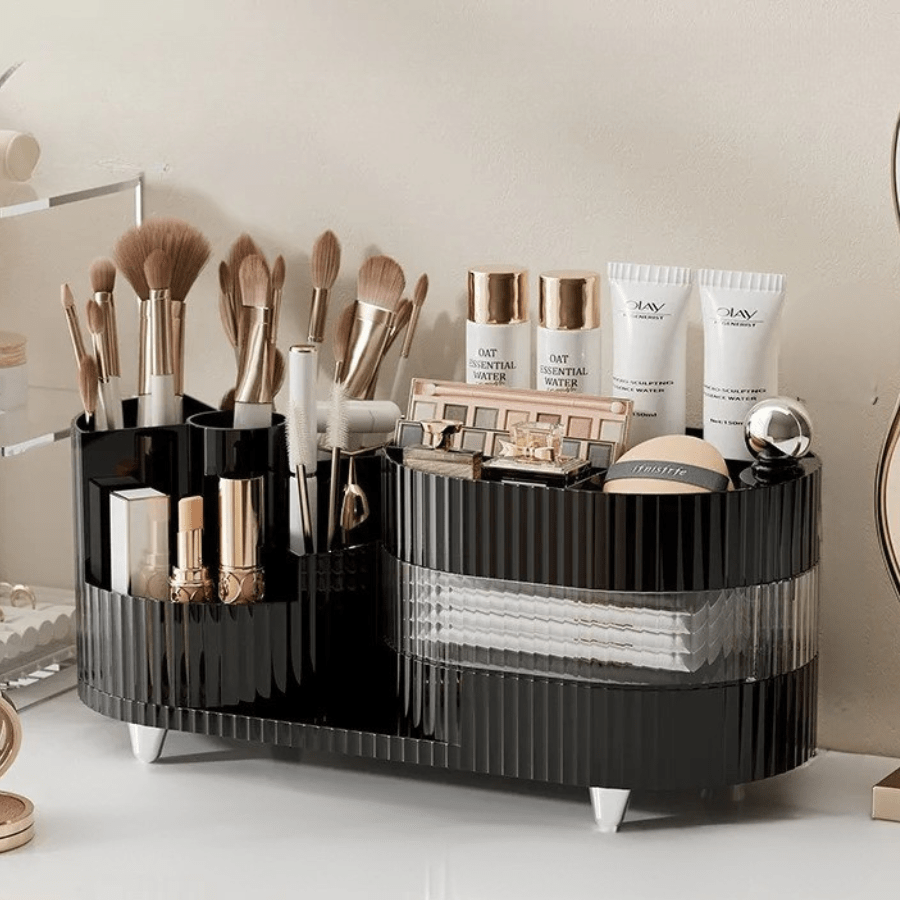 Rangement maquillage noir rotatif