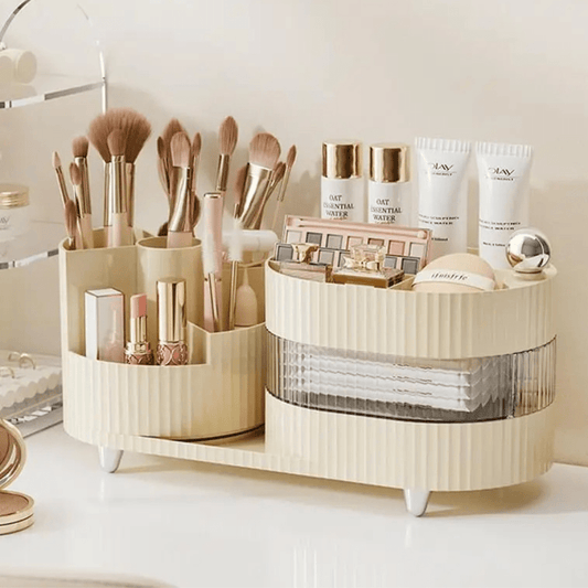 Rangement maquillage organisateur beige