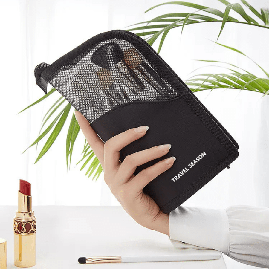 rangement maquillage pinceaux avec fermeture éclair