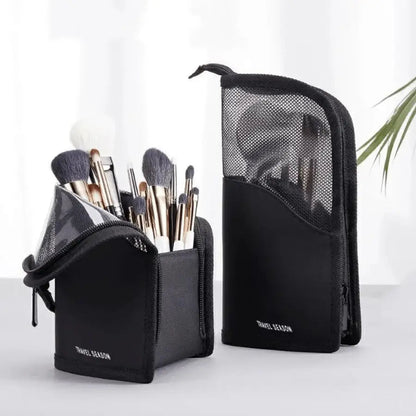 rangement maquillage pinceaux noir en nylon