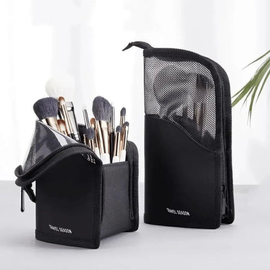 rangement maquillage pinceaux noir en nylon