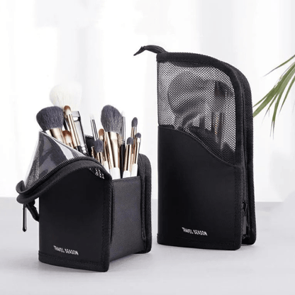 rangement maquillage pinceaux noir en nylon