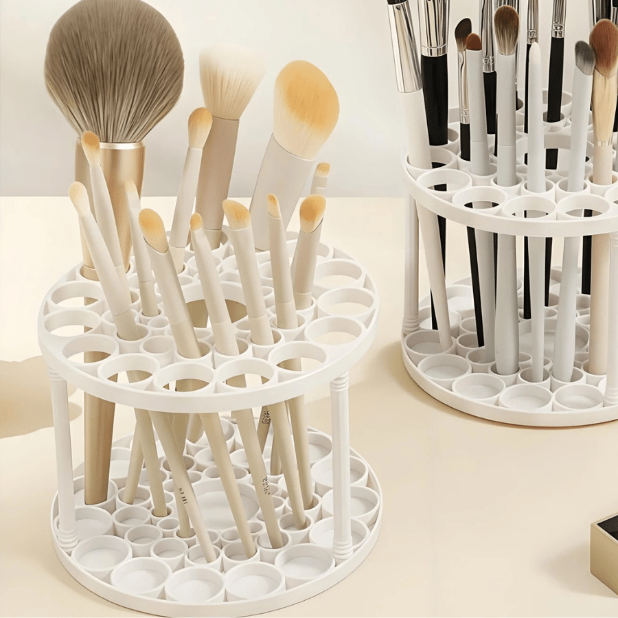 rangement maquillage pinceaux support en plastique blanc diamètre différent