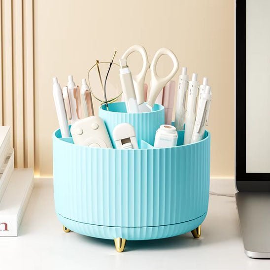 Rangement Maquillage  Pivotant 360 Degré plastique bleu - La trousse Beauté