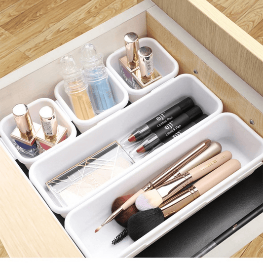 Rangement maquillage pour tiroir cosmétique blanc plastique