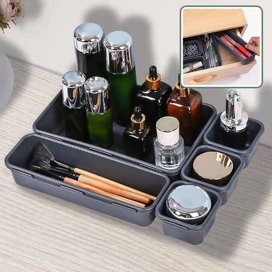 Rangement Maquillage  Pour tiroir gris foncé avec petit et grand contenant - La trousse Beauté