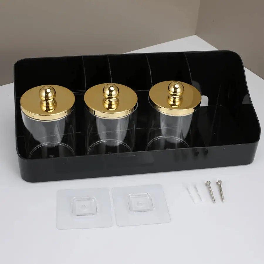 rangement maquillage salle de bain noir plastique