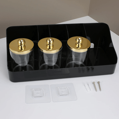 rangement maquillage salle de bain noir plastique