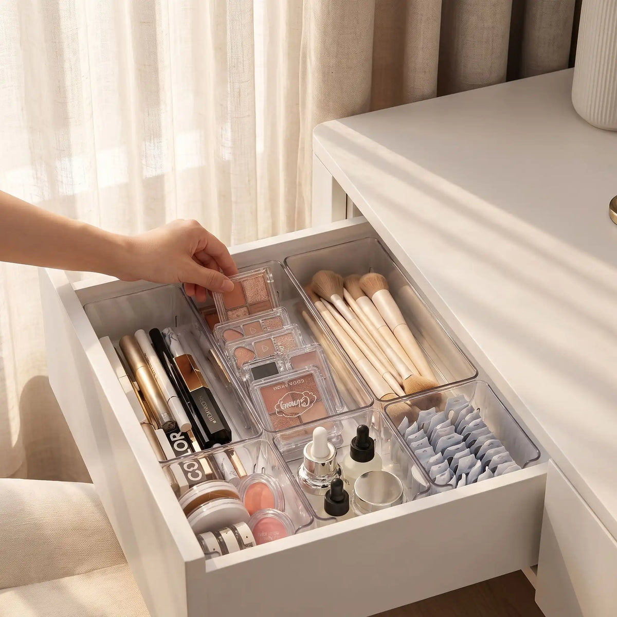 rangement maquillage tiroir avec maquillage