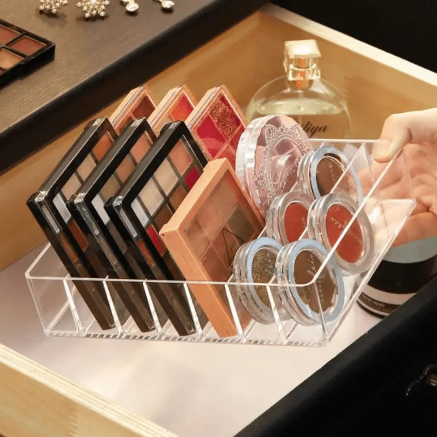 Rangement maquillage tiroir clair pour palette à poudre
