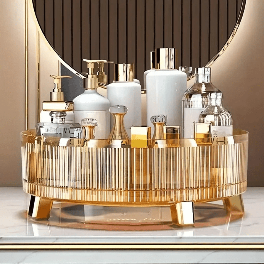 rangement parfum jaune en plastique rotatif