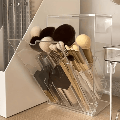rangement pour pinceaux maquillage avec compartiments