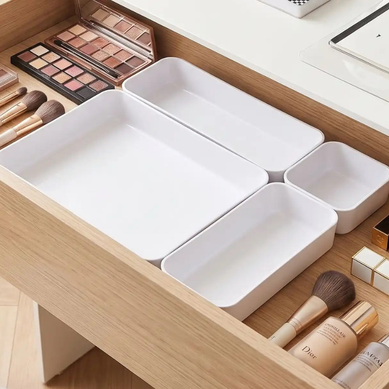 rangement pour tiroir maquillage blanc plastique vide