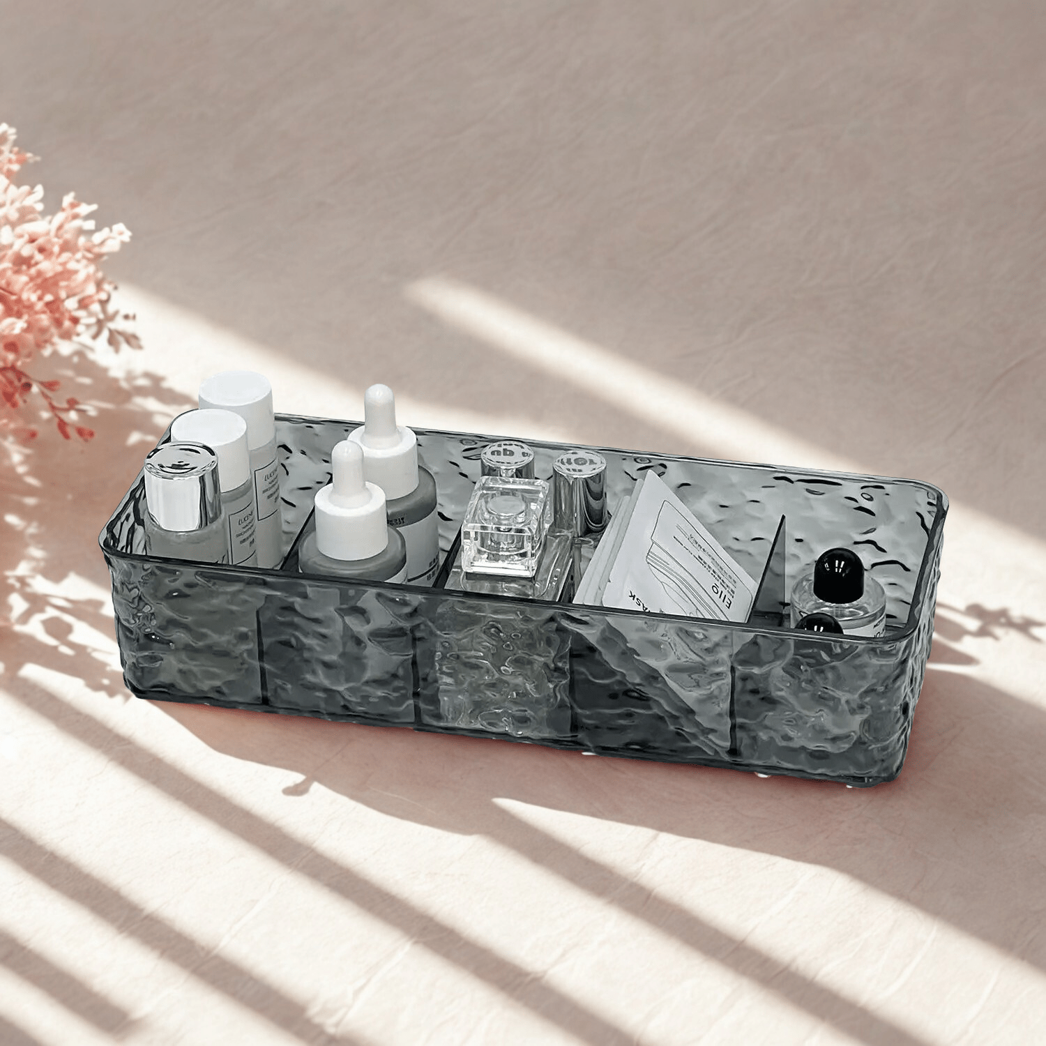 rangement pour tiroir maquillage transparent noir givré