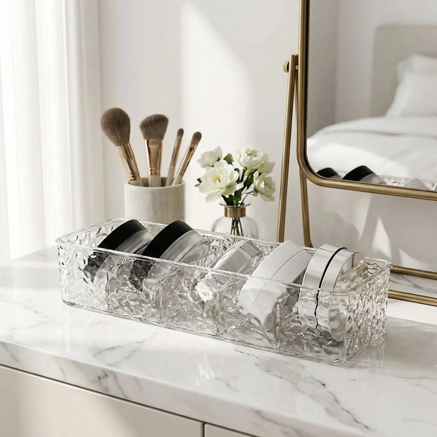 rangement pour tiroir maquillage en plastique clair transparent givré