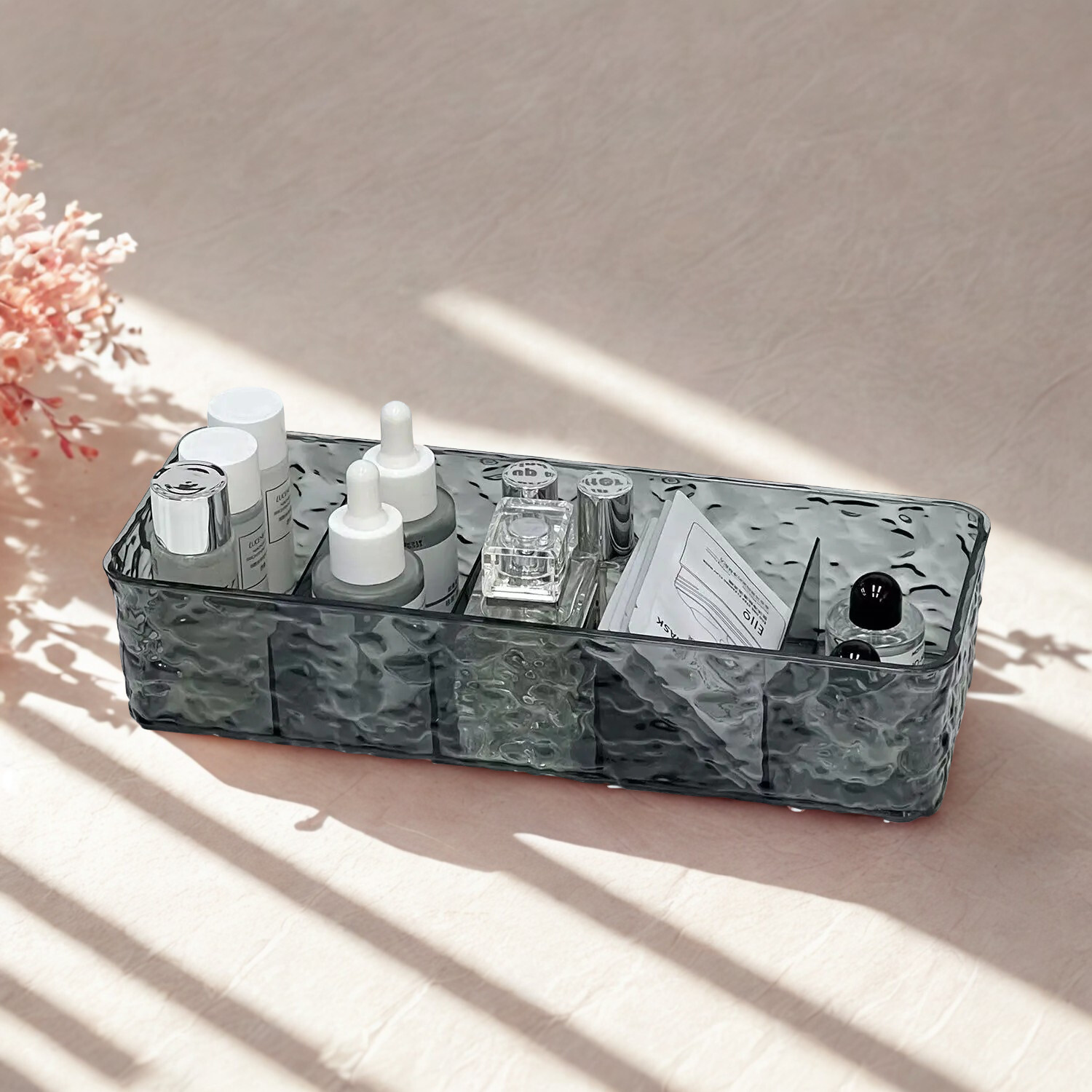 rangement pour tiroir maquillage transparent noir givré