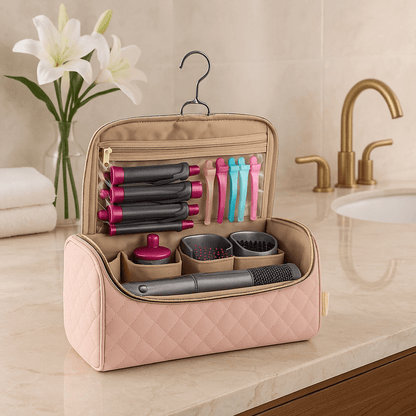 sac de rangement rose pour article cheveux