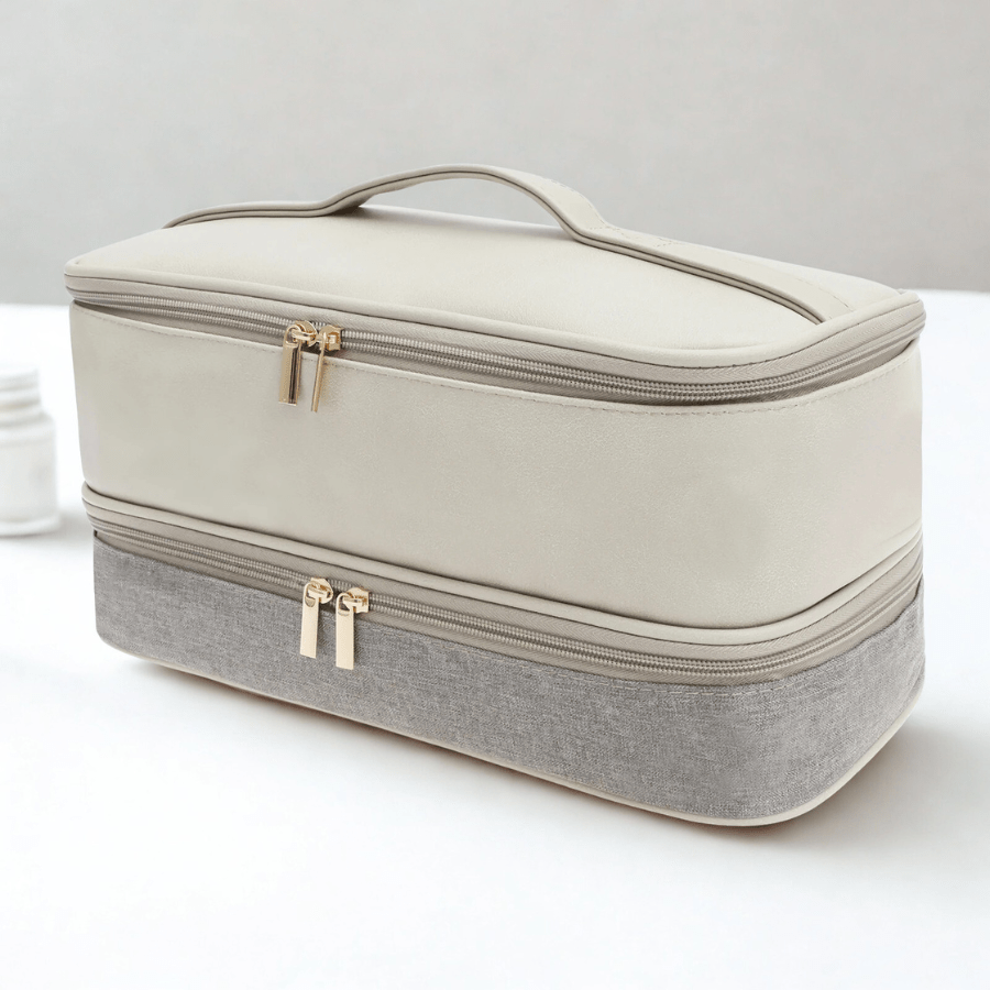 sac de rangement gris double étage coiffure
