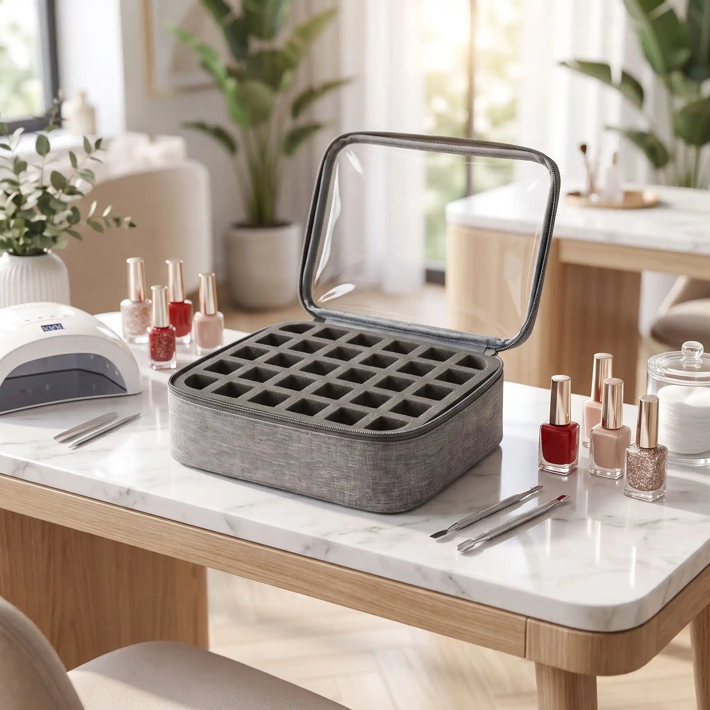sac de rangement pour vernis à ongles gris