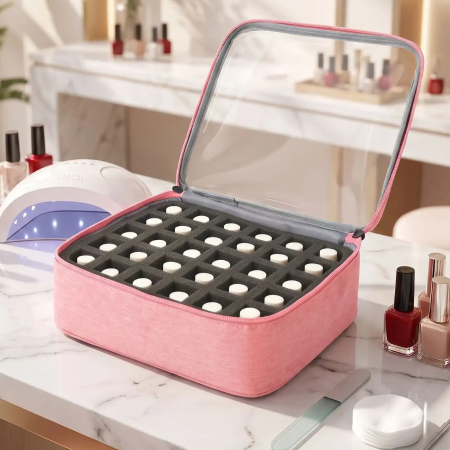 sac de rangement pour vernis à ongles rose