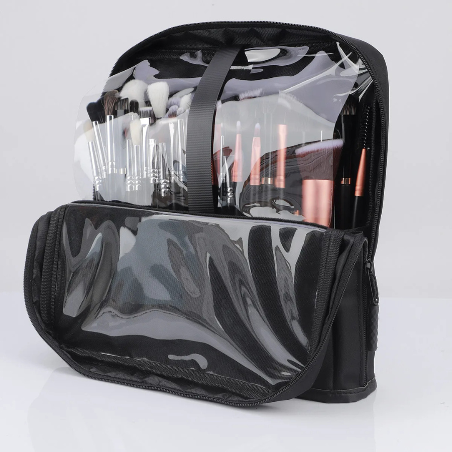 sac de rangement protection transparente pour pinceaux maquillage