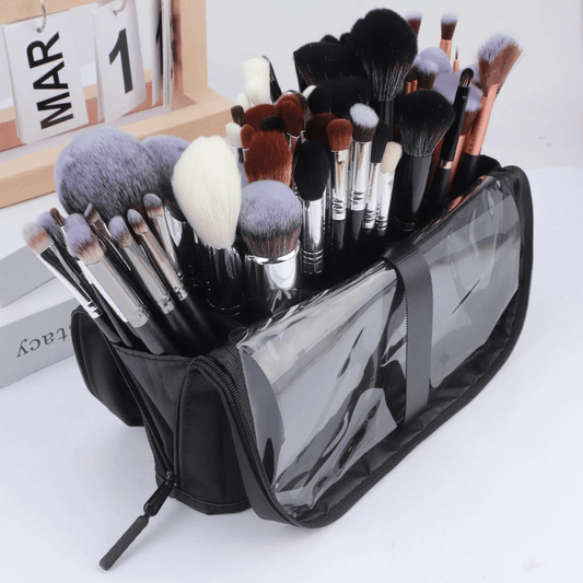 Sac de rangement noir pour pinceaux maquillage vertical