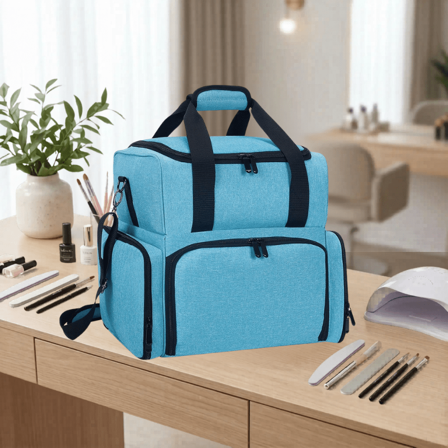 sac rangement vernis à ongles bleu