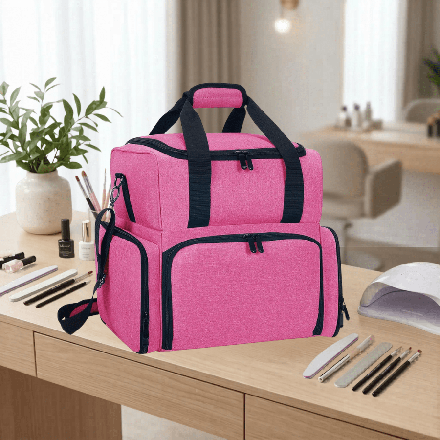 sac rangement vernis à ongles rose