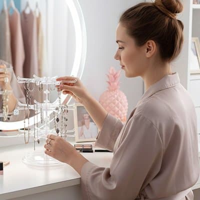 support bijoux transparent trois étages