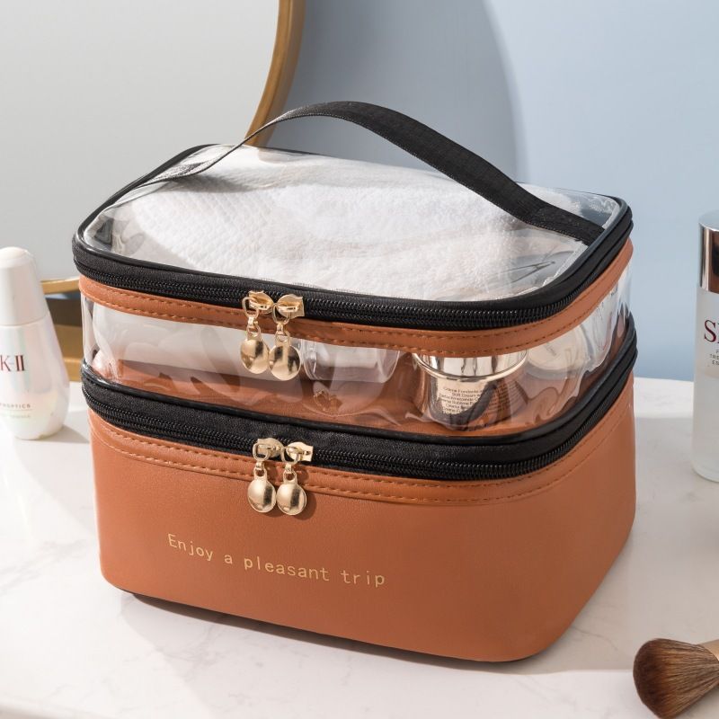 Trousse à maquillage Dessus Transparent fermeture éclair noir