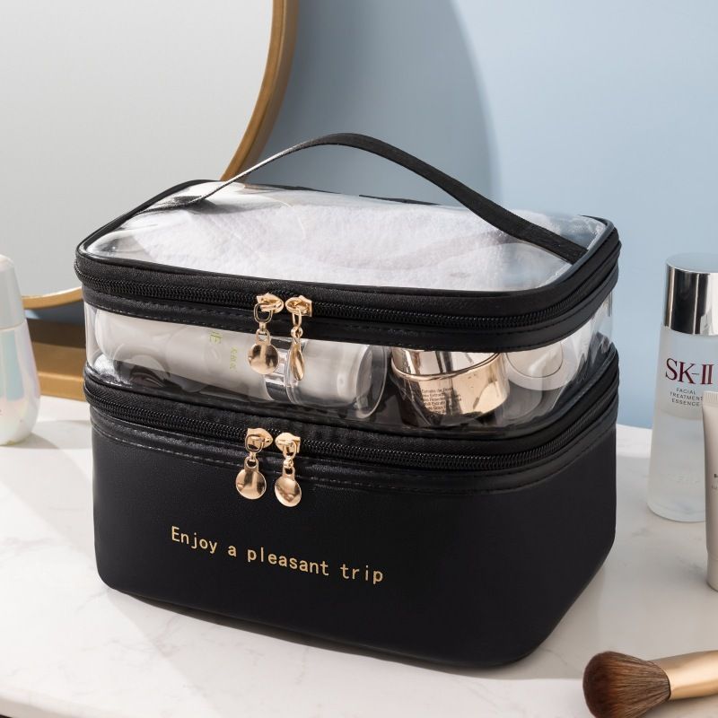 Trousse à maquillage noir Dessus Transparent - La trousse Beauté