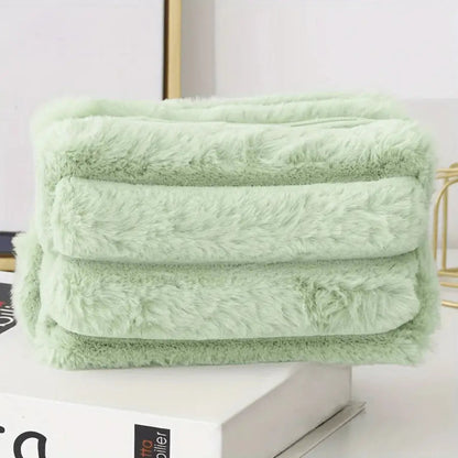 trousse à maquillage verte flanelle douce