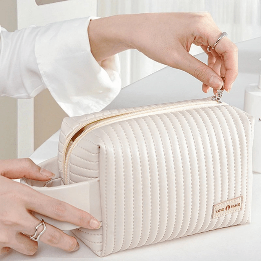 Trousse à maquillage blanc avec fermeture éclair